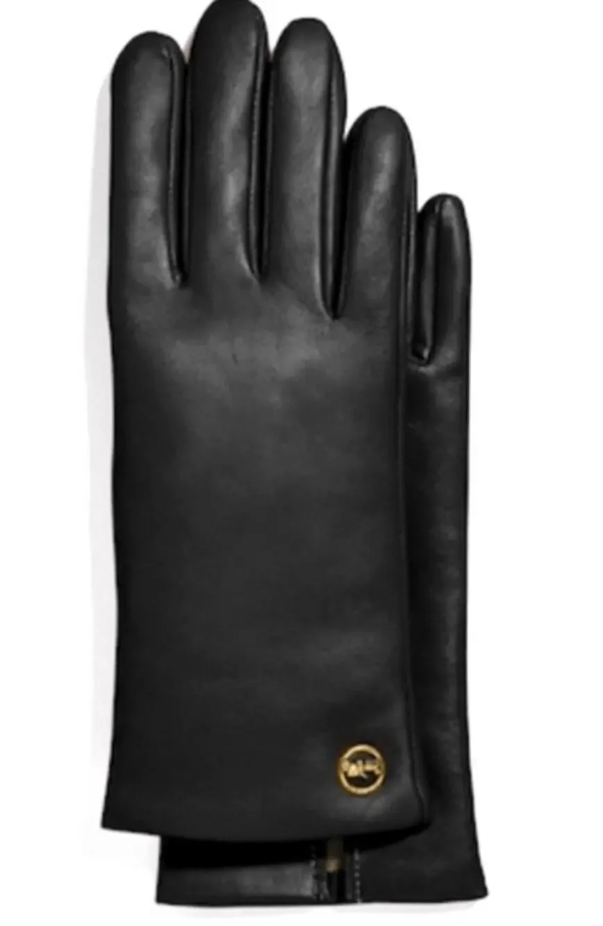 Coach Horse And Carriage Sheep Leather Tech Gloves Black Size 6.5 - F76310 New